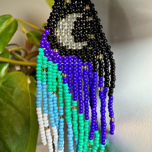 Witchy Beaded Fringe Dangle Earrings - SKU E - Picture 2 of 3